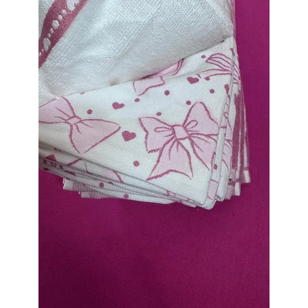 Member’s Mark Kitchen Towel Set 8 Pack Bow Hearts 17x28 Cotton Valentine